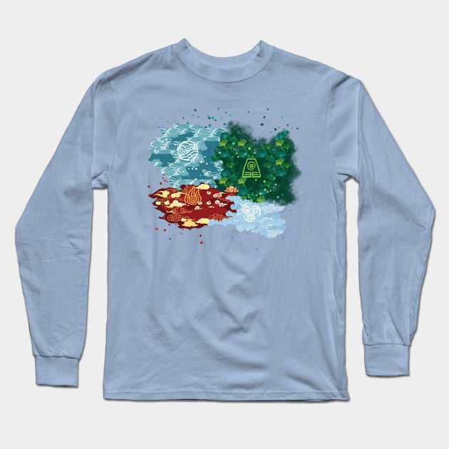 Four Nations, four Elements Long Sleeve T-Shirt by Silentrebel